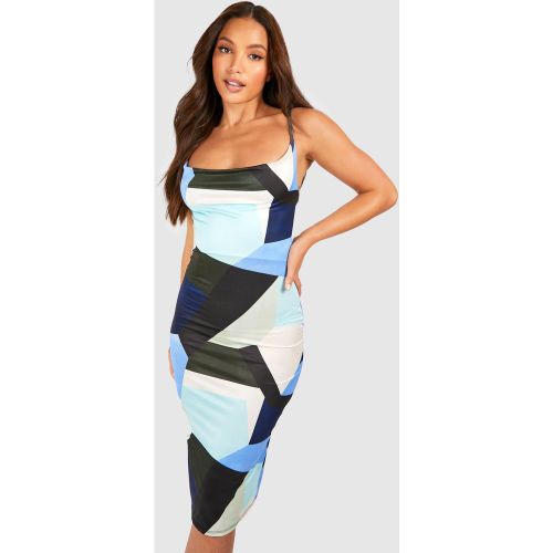 Tall" - Robe Mi-Longue À Col Bénitier Et Imprimé Abstrait - 34 - boohoo - Modalova