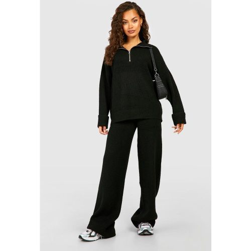 Ensemble En Maille Avec Top À Col Zippé Et Pantalon Large - 36 - boohoo - Modalova