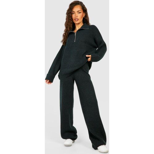 Ensemble En Maille Avec Top À Col Zippé Et Pantalon Large - 36 - boohoo - Modalova