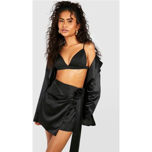 Mini-Jupe Satinée À Fleur 3D - 34 - boohoo - Modalova