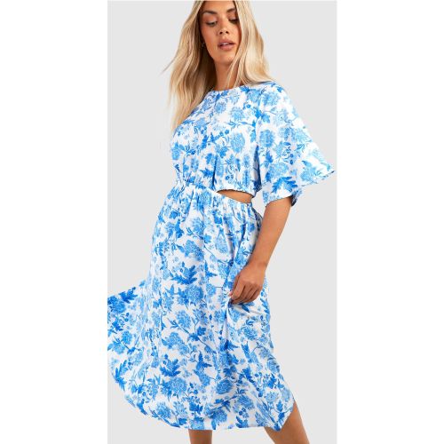 Grande Taille - Robe Mi-Longue Fleurie À Manches Larges - 48 - boohoo - Modalova