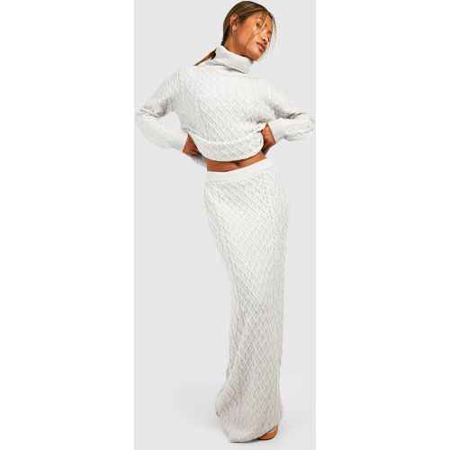 Ensemble En Maille Torsadée Avec Pull Col Roulé Et Jupe Longue - 38 - boohoo - Modalova