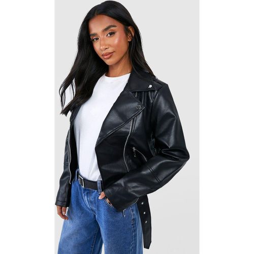 Petite" - Blouson Style Motard À Ceinture - 36 - boohoo - Modalova