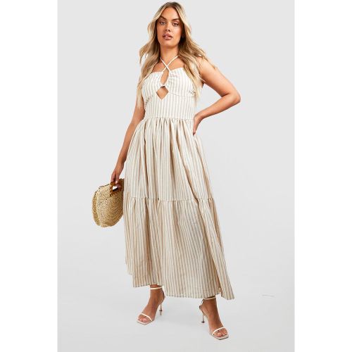 Grande Taille - Robe Longue Rayée Dos Nu - 44 - boohoo - Modalova