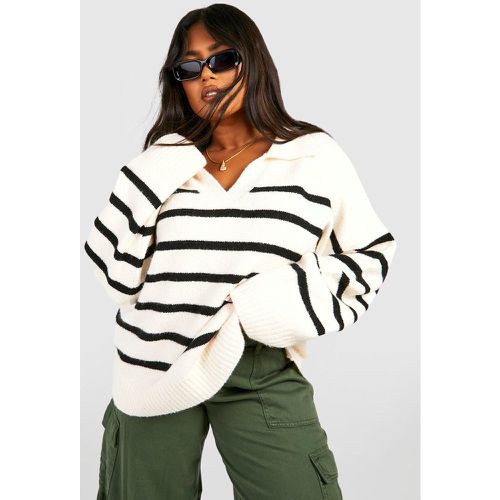 Grande Taille - Pull Doux À Rayures - Blanc Écru - 44-46, Blanc Écru - boohoo - Modalova