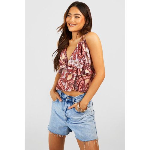 Crop Top Imprimé À Volants - 42 - boohoo - Modalova
