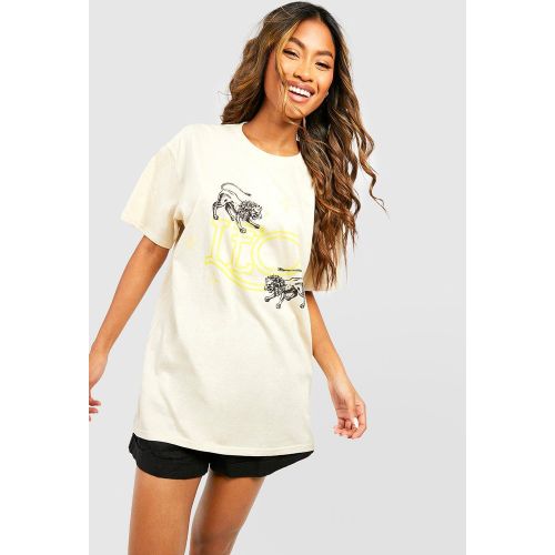 T-Shirt Oversize Imprimé Leo - S - boohoo - Modalova