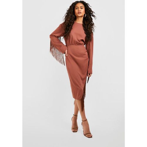 Robe Mi-Longue Asymétrique À Franges - 36 - boohoo - Modalova