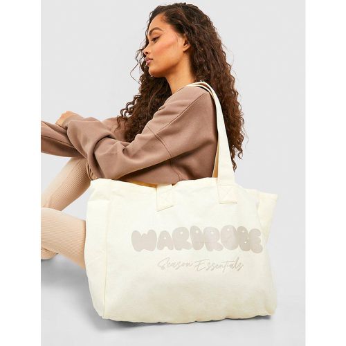 Tote Bag En Toile À Slogan Wardrobe Essentials - One Size - boohoo - Modalova