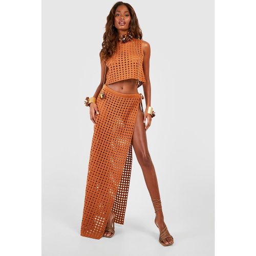Jupe Longue Fendue En Crochet - S - boohoo - Modalova