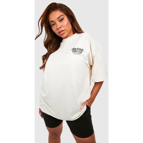 Grande Taille - T-Shirt Oversize À Slogan Sports Club - Blanc Écru - 44, Blanc Écru - boohoo - Modalova