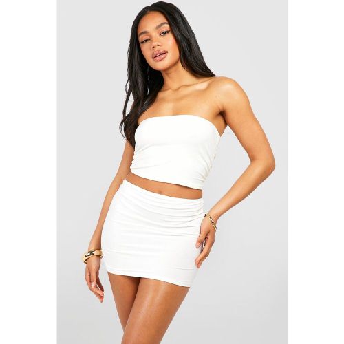 Mini-Jupe Soyeuse Double Épaisseur - Blanc Écru - 8, Blanc Écru - boohoo - Modalova