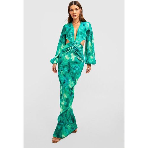 Robe Longue Fleurie Plissée À Découpes - 36 - boohoo - Modalova