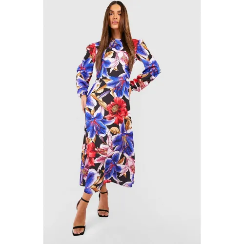 Robe Mi-Longue Fleurie Dos Nu - 38 - boohoo - Modalova