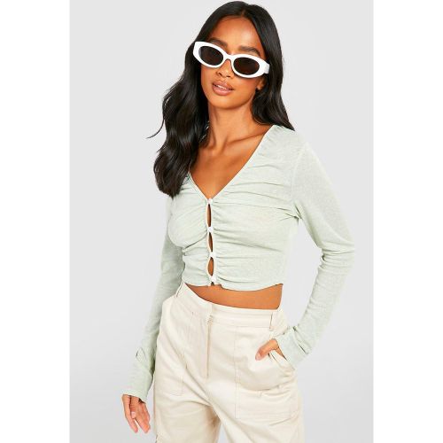 Petite" - Crop Top Froncé Boutonné - 36 - boohoo - Modalova