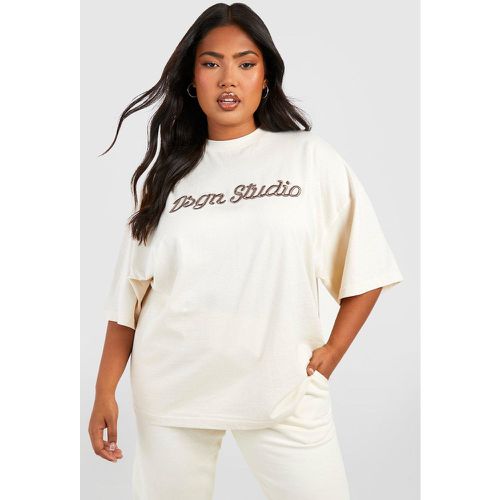 Grande Taille - T-Shirt Oversize À Broderie 3D - Blanc Écru - 44, Blanc Écru - boohoo - Modalova