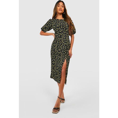 Robe Mi-Longue Fleurie À Manches Bouffantes - Xs - boohoo - Modalova