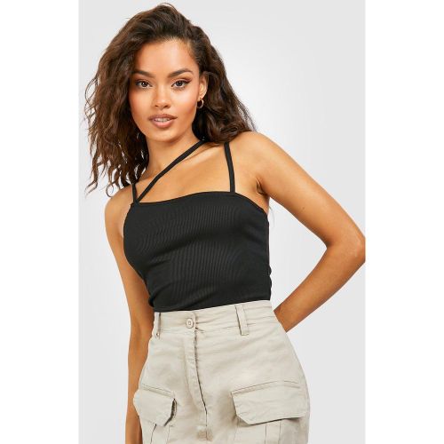 Crop Top Asymétrique Côtelé - 38 - boohoo - Modalova