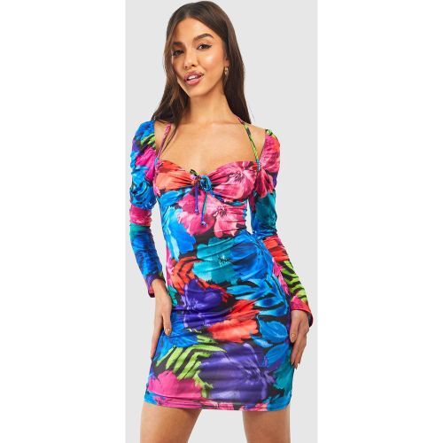 Robe Courte Soyeuse Fleurie - 36 - boohoo - Modalova