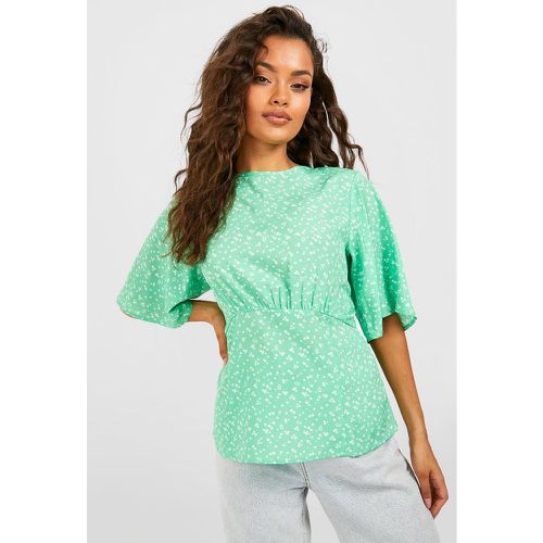 Blouse Fleurie - Vert - 36, Vert - boohoo - Modalova