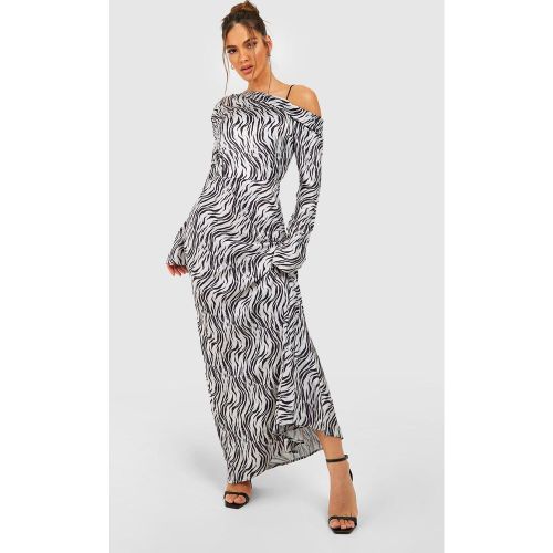 Robe Longue Asymétrique À Imprimé Zèbre - 38 - boohoo - Modalova