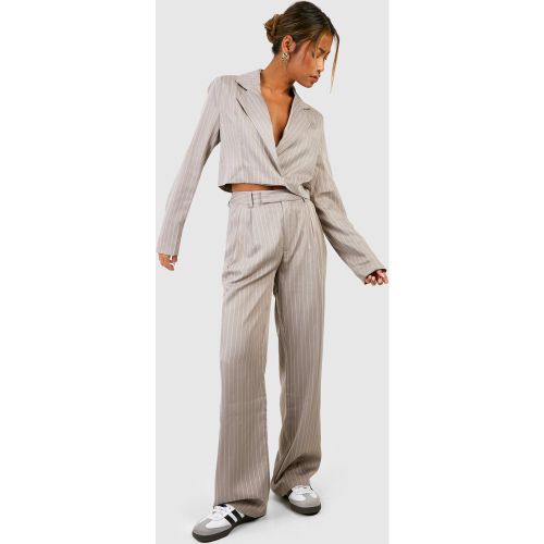 Pantalon De Tailleur Large À Rayures Fines - 38 - boohoo - Modalova