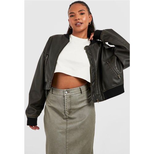 Grande Taille - Bomber Oversize Effet Vintage - 44 - boohoo - Modalova