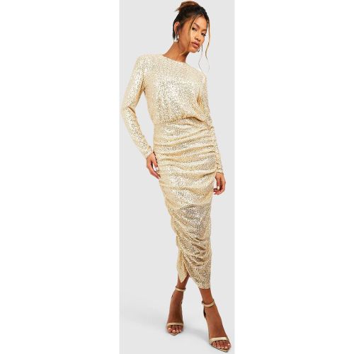 Robe Mi-Longue Froncée À Paillettes - 36 - boohoo - Modalova