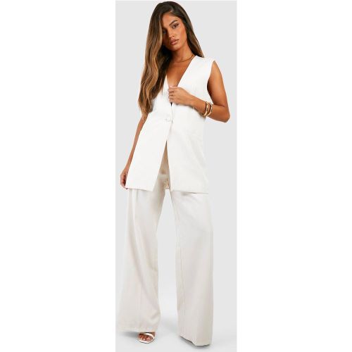 Pantalon De Costume Droit Tissé - Blanc Écru - 42, Blanc Écru - boohoo - Modalova