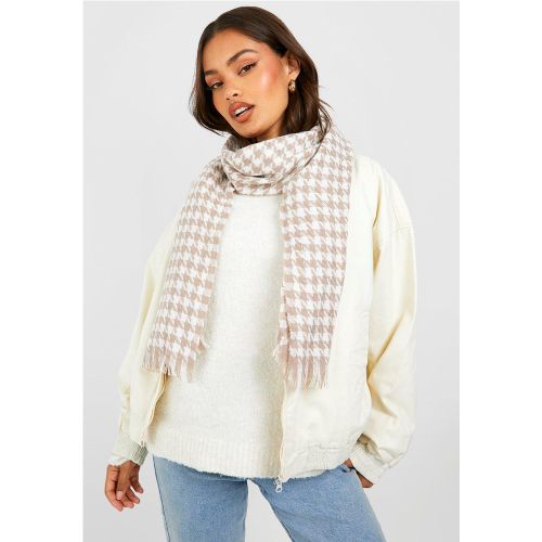 Écharpe Crème À Imprimé Pied-De-Poule - One Size - boohoo - Modalova