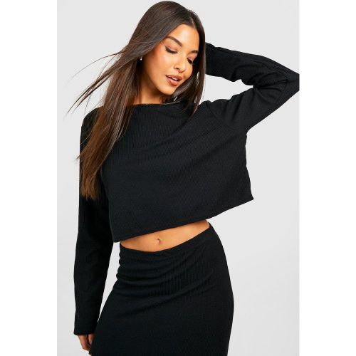 Crop Top Côtelé À Col Rond - 38 - boohoo - Modalova