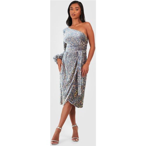 Petite" - Robe Mi-Longue Pailletée En Velours - 34 - boohoo - Modalova