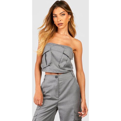 Top Bandeau Cargo - Gris - 38, Gris - boohoo - Modalova