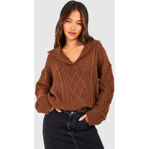 Pull Oversize À Col Polo Torsadé - Xs - boohoo - Modalova