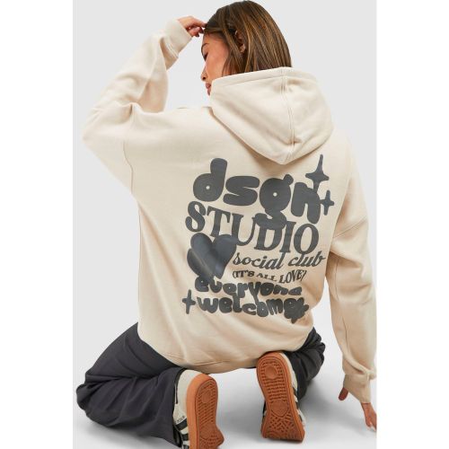 Sweat À Capuche Oversize À Imprimé Graffiti - Blanc Écru - S, Blanc Écru - boohoo - Modalova