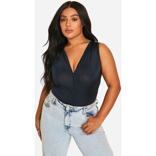 Grande Taille - Body Froncé Décolleté - 50 - boohoo - Modalova