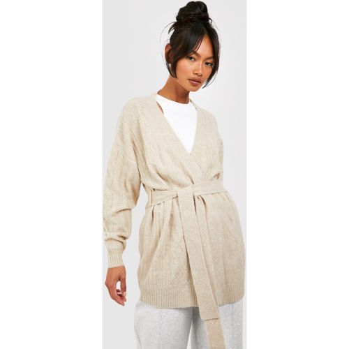 Cardigan En Maille Torsadée À Ceinture - S - boohoo - Modalova