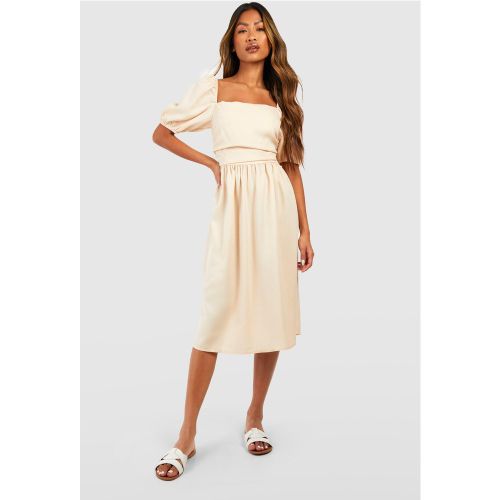 Robe Mi-Longue À Col Carré Et Manches Bouffantes - 46 - boohoo - Modalova