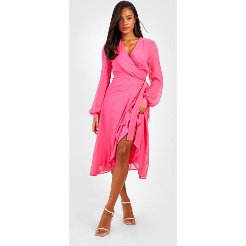Robe Portefeuille Mi-Longue En Plumetis - 46 - boohoo - Modalova
