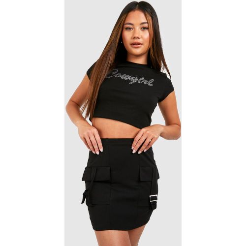 Mini-Jupe Cargo - Noir - 16, Noir - boohoo - Modalova