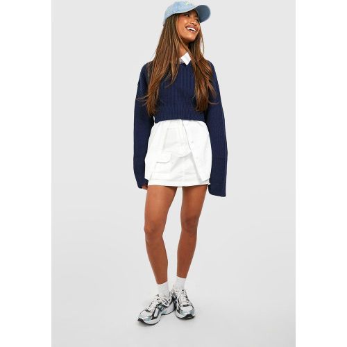 Mini-Jupe Cargo - Blanc - 6, Blanc - boohoo - Modalova