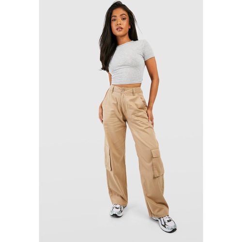 Petite" - Pantalon Cargo Droit Taille Haute - 36 - boohoo - Modalova