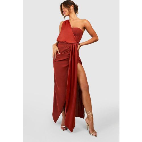 Robe Longue Satinée Et Drapée - 42 - boohoo - Modalova