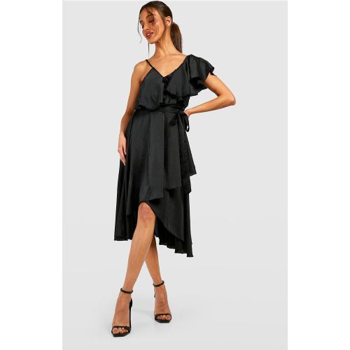 Robe Portefeuille Satinée À Volants - 36 - boohoo - Modalova