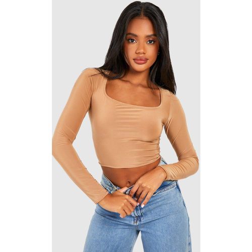 Crop Top Noué Dans Le Dos À Col Carré - boohoo - Modalova