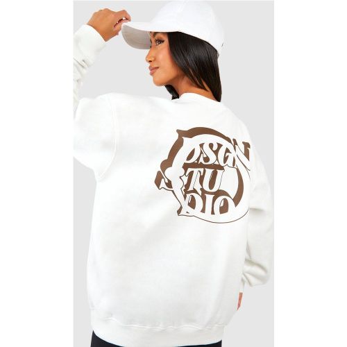 Petite" - Sweat Oversize À Slogan Dsgn Studio - Blanc Écru - S, Blanc Écru - boohoo - Modalova