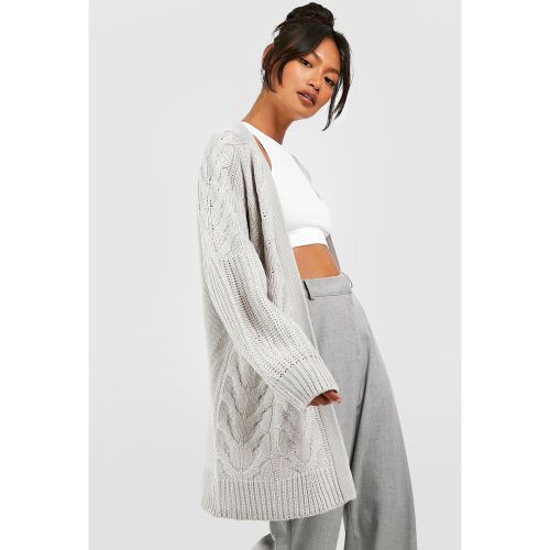 Cardigan En Maille Torsadée À Manches Ballon - S - boohoo - Modalova