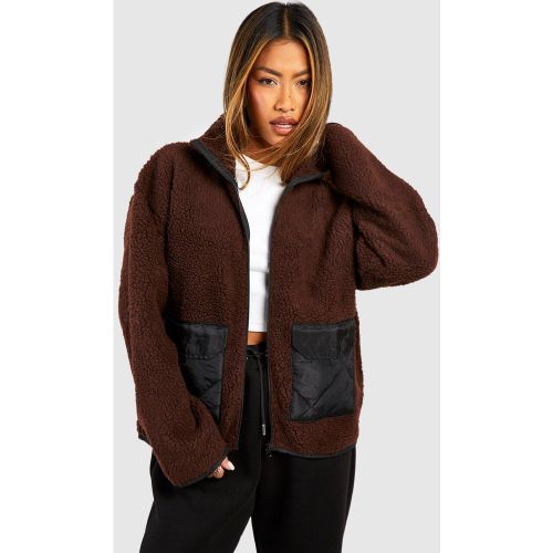 Veste Zippée En Polaire À Empiècement En Nylon - 40 - boohoo - Modalova