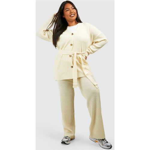 Grande Taille - Ensemble Avec Gilet À Ceinture Et Pantalon Large - Blanc Écru - 56, Blanc Écru - boohoo - Modalova
