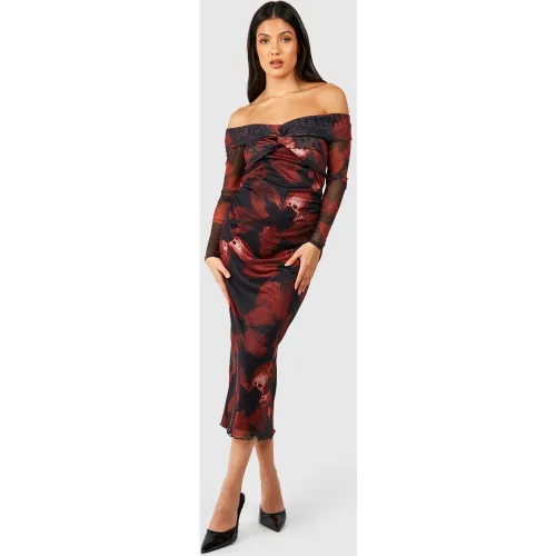 Maternité - Robe Longue De Grossesse En Tulle À Col Torsadé - 36 - boohoo - Modalova